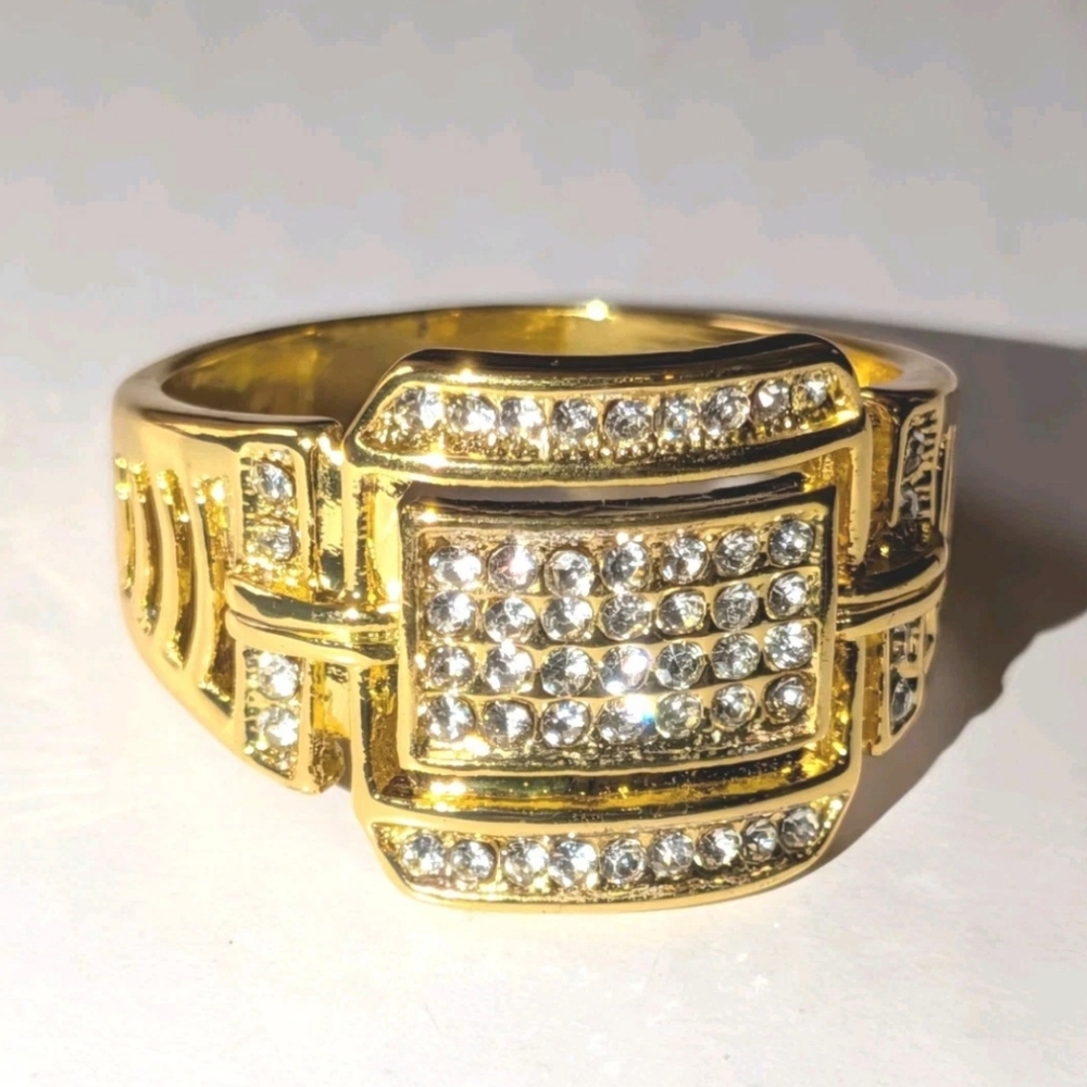 3.10Ct Round Real Moissanite Men's Royal Style Pinky Ring 14K Yellow Gold Plated